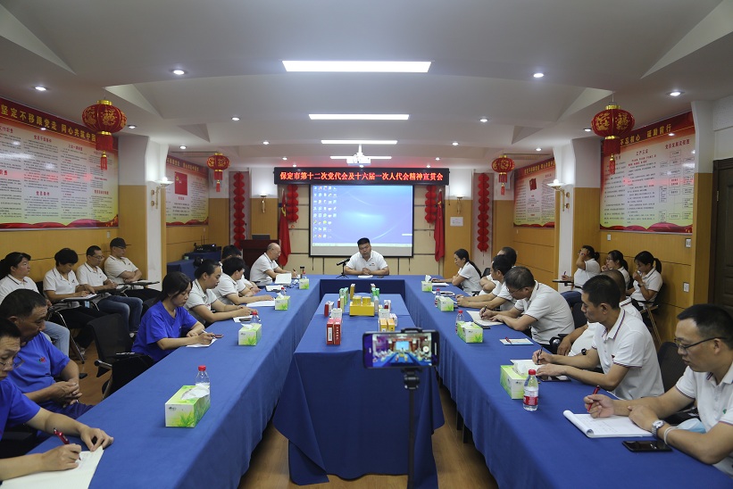 藥都制藥集團股份有限公司組織學習保定市第十二次黨代會、第十六屆人代會一次會議精神的會議